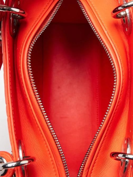 Christian Dior Orange Matte Cannage Quilted Calfskin Leather Medium Lady Dior... - 12