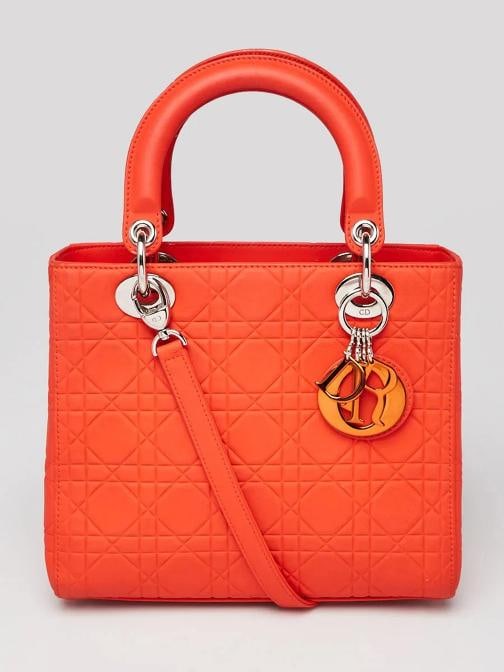 Christian Dior Orange Matte Cannage Quilted Calfskin Leather Medium Lady Dior...: Condition: Pre-owned - Good,Brand: Christian Dior,Exterior Material: Leather,Style: Everyday Bags,Exterior Color: Orange,Department: Women,Country of Origin: Italy Description Looking for a chic and