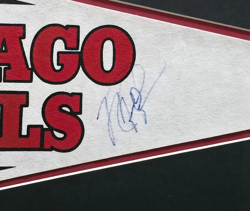 1988 Bulls Signed Framed Pennant With 6 Sigs Beckett BAS - 3