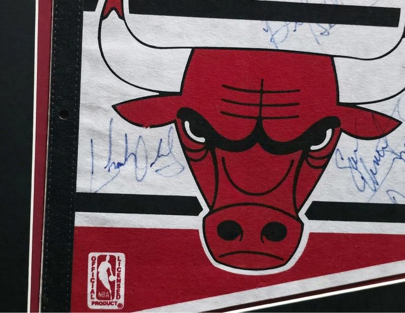 1988 Bulls Signed Framed Pennant With 6 Sigs Beckett BAS - 5