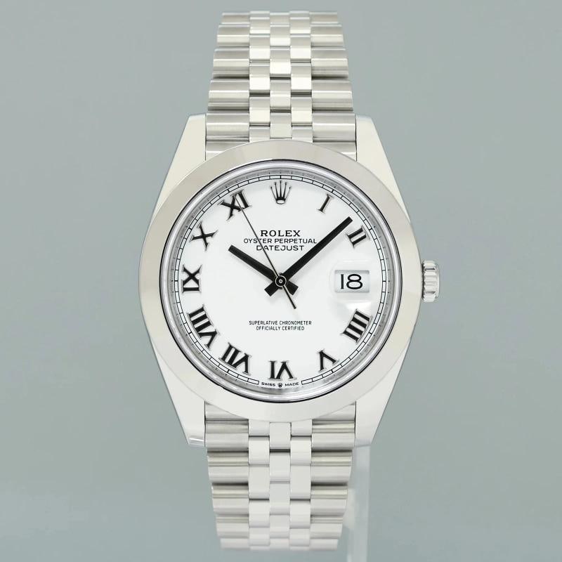 PAPERS MINT Rolex DateJust 41 Steel 126300 White Roman Jubilee Band 41mm Watch - 2