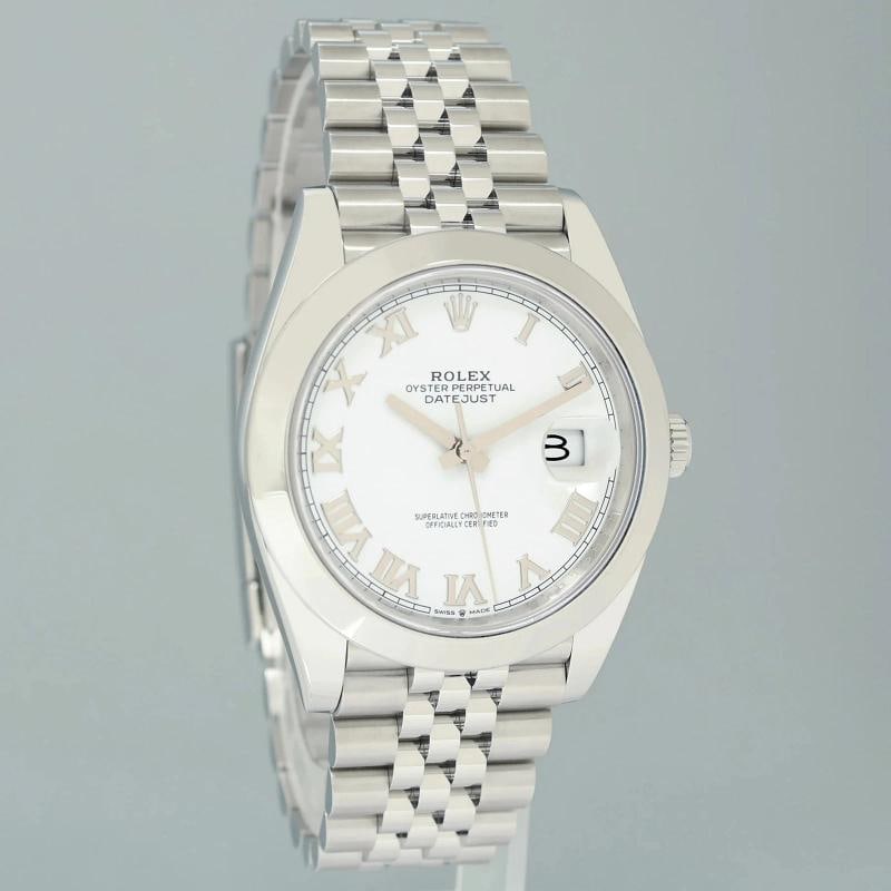 PAPERS MINT Rolex DateJust 41 Steel 126300 White Roman Jubilee Band 41mm Watch - 3