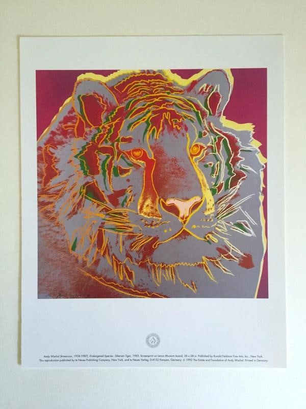 ANDY WARHOL ESTATE RARE 1992 ENDANGERED SPECIES LITHO PRINT SIBERIAN TIGER 1983 - 4