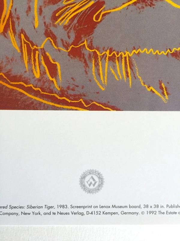 ANDY WARHOL ESTATE RARE 1992 ENDANGERED SPECIES LITHO PRINT SIBERIAN TIGER 1983 - 5