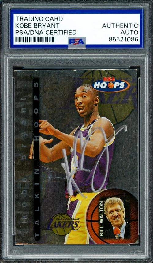 Kobe Bryant Signed 1997-98 Hoops "Talkin' Hoops" RC #15 Lakers PSA/DNA #85521086: Condition: Ungraded - Near mint or better: Not in original packaging or professionally graded ,Sport: Basketball,Product: Card,Player: Kobe Bryant,Player/Athlete: Kobe Bryant,Team: Los Angeles