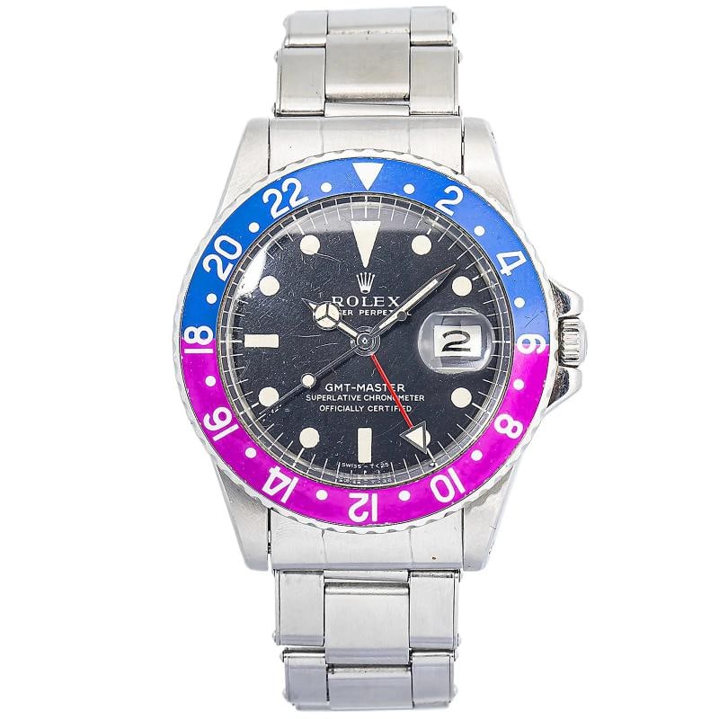 Rolex GMT Master 1675 Rare Fuchsia 1.9 Million Papers Complete Matte Watch 40mm: Condition: Pre-owned - Good: This item has been gently used but is in good condition. It might have a few signs of wear, like light scratches or tarnishing.g. ,Brand: Rolex,WARRANTY: 1 Year,CONDITION 
