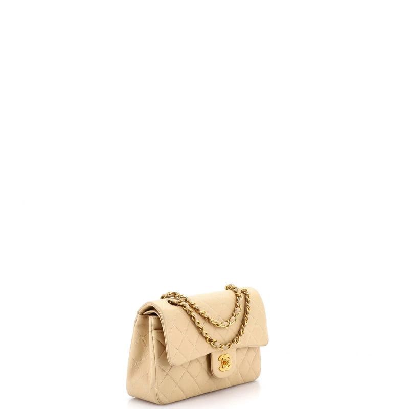 Chanel Vintage Classic Double Flap Bag Quilted Lambskin Small - 2