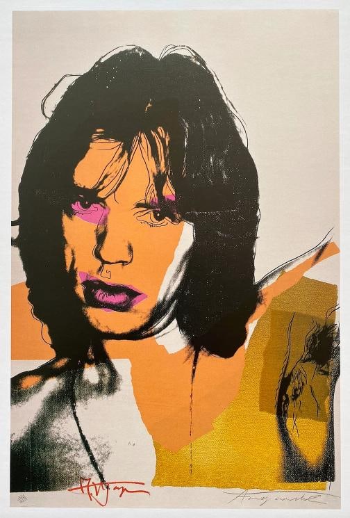 ANDY WARHOL ESTATE RARE 1989 COLLECTOR'S LITHOGRAPH PRINT " MICK JAGGER " 1975: THE OFFSET LITHOGRAPH PRINT MEASURES 12 1/4" W X 15 3/4" H, WITH AN IMAGE AREA OF 8 3/4" W X 13 1/4" H. IS PRINTED ON HIGH QUALITY SMOOTH FINISH PAPER STOCK WITH VIBRANT INK COLORS. THE OFFICIAL " AW