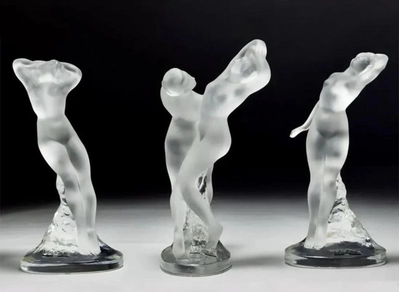 A Group of Three Lalique Clear and Frosted Glass Figures, after 1945 Signed: Condition: Used: An item that has been used previously. See the sellerÃ¢â‚¬â„¢s listing for full details and description of any imperfections. ,Material: