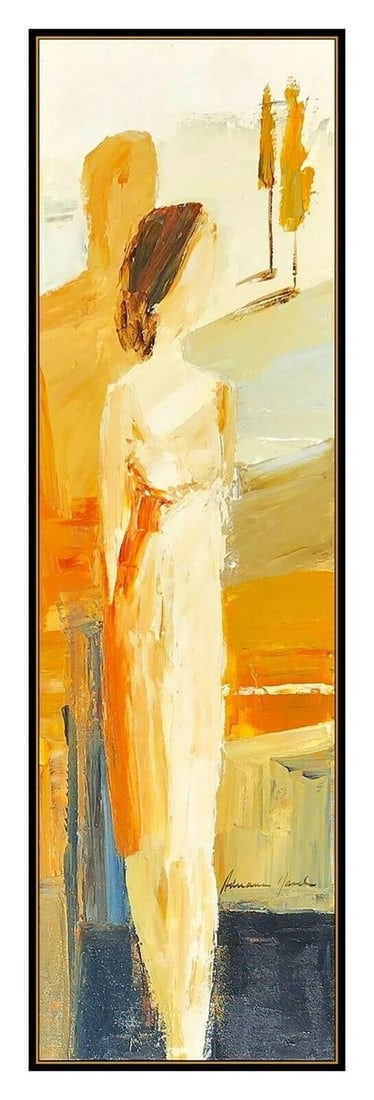 Adriana Naveh Large Original Painting On Canvas Female Portrait Framed Signed - 3
