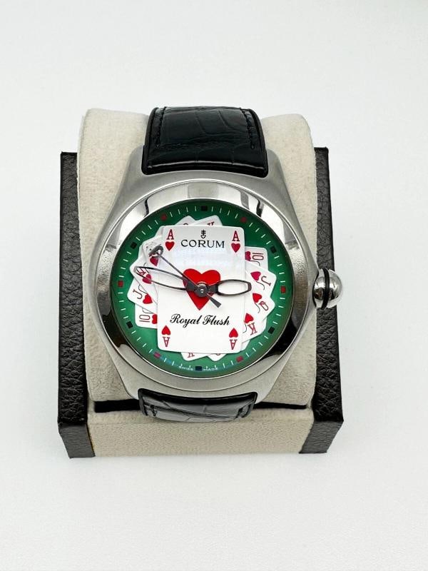 Corum Bubble Royal Flush 082.170.20 Steel Black Leather 45mm Box Paper 2006 - 2