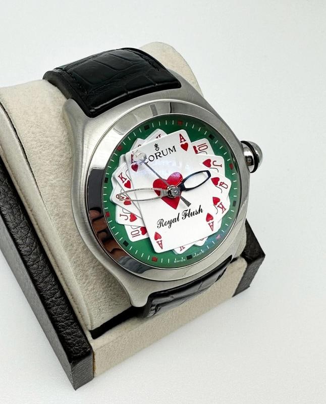 Corum Bubble Royal Flush 082.170.20 Steel Black Leather 45mm Box Paper 2006 - 3