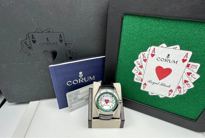 Corum Bubble Royal Flush 082.170.20 Steel Black Leather 45mm Box Paper 2006 - 8