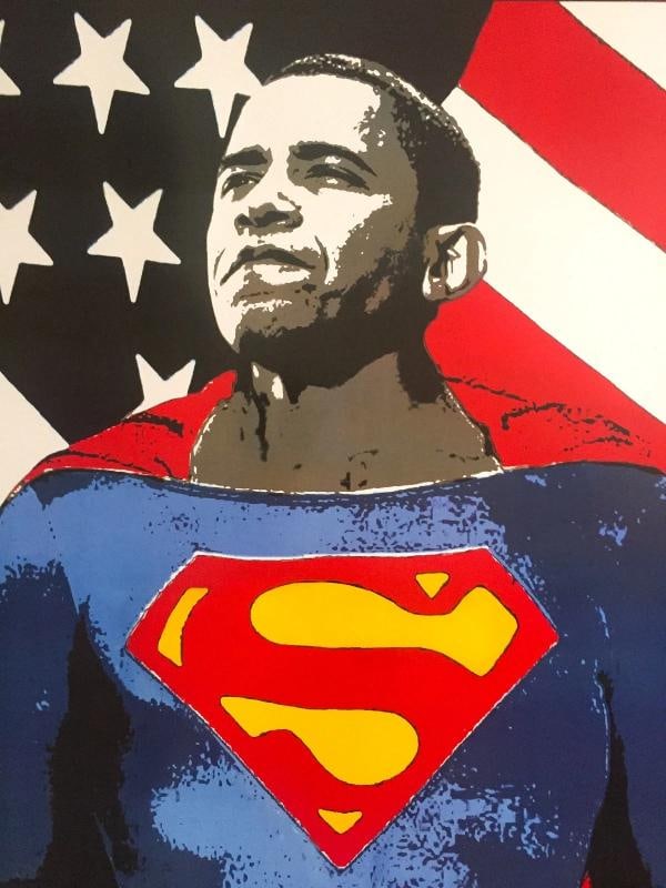 MR. BRAINWASH " OBAMA SUPERMAN " RARE LIMITED RELEASE POP ART POSTER PRINT - 10