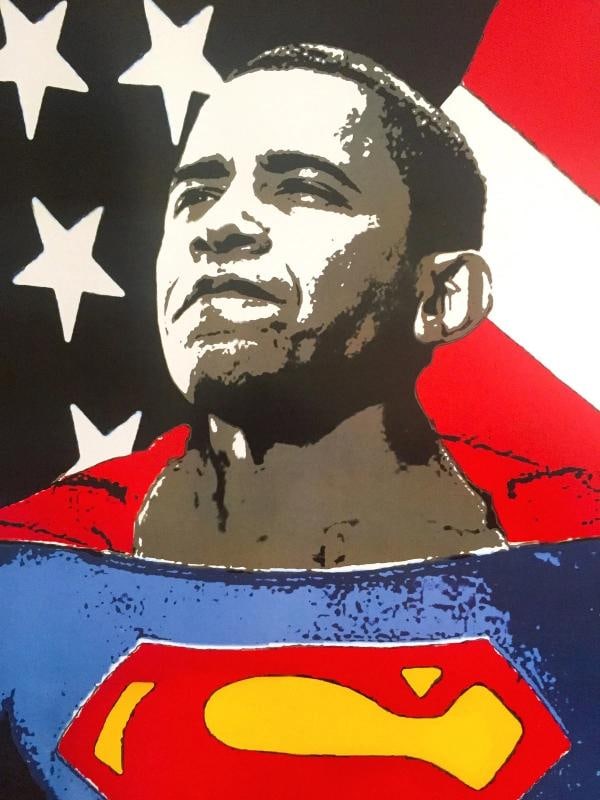 MR. BRAINWASH " OBAMA SUPERMAN " RARE LIMITED RELEASE POP ART POSTER PRINT - 11