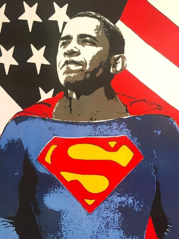MR. BRAINWASH " OBAMA SUPERMAN " RARE LIMITED RELEASE POP ART POSTER PRINT - 9