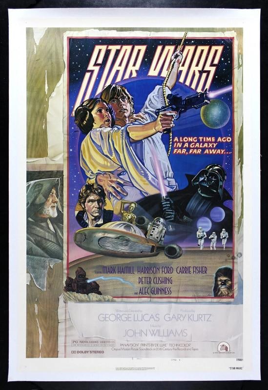 STAR WARS STYLE D LINEN BACKED NM ORIGINAL MOVIE POSTER 1977: Industry: Movies,Object Type: Poster,Original/Reproduction: Original,Country of Origin: United States This is a genuine 27" x 41" U.S. one sheet ORIGINAL MOVIE POSTER issued by the studio when the