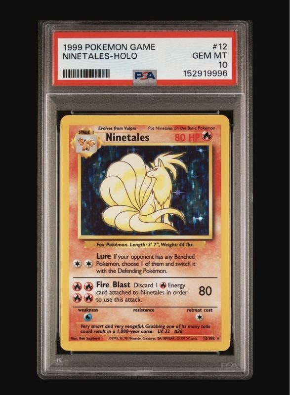 NINETALES HOLO 12/102 - 1999 BASE SET POKEMON CARD - POP 480* PSA 10 GEM MINT Ã°Å - 3