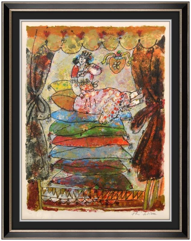 Theo Tobiasse Original Color Lithograph La Princesse et le Petit Pois Framed Art (1 of 8)