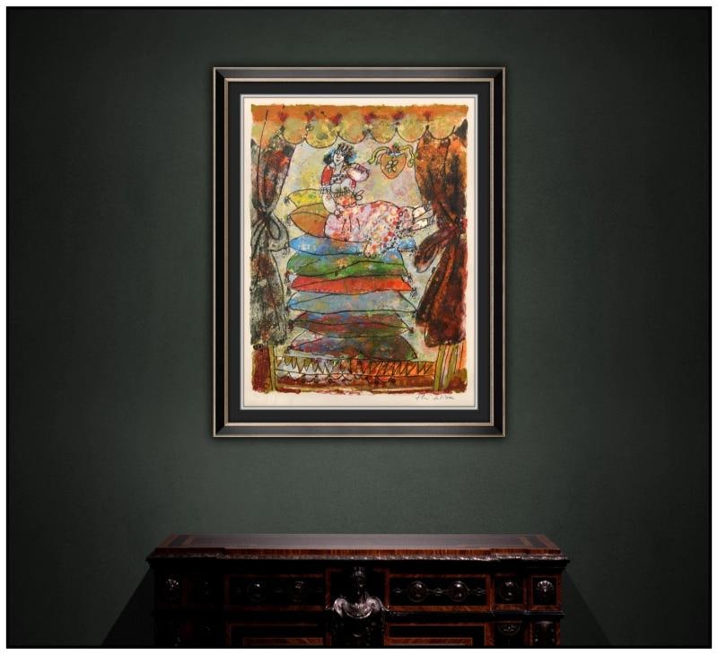 Theo Tobiasse Original Color Lithograph La Princesse et le Petit Pois Framed Art - 3