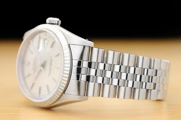 ROLEX MENS DATEJUST 16234 SILVER DIAL 18K WHITE GOLD STAINLESS STEEL WATCH - 4