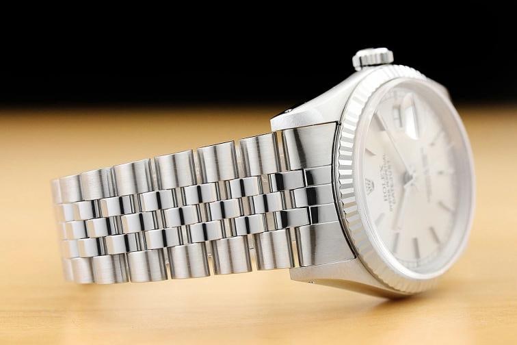 ROLEX MENS DATEJUST 16234 SILVER DIAL 18K WHITE GOLD STAINLESS STEEL WATCH - 7