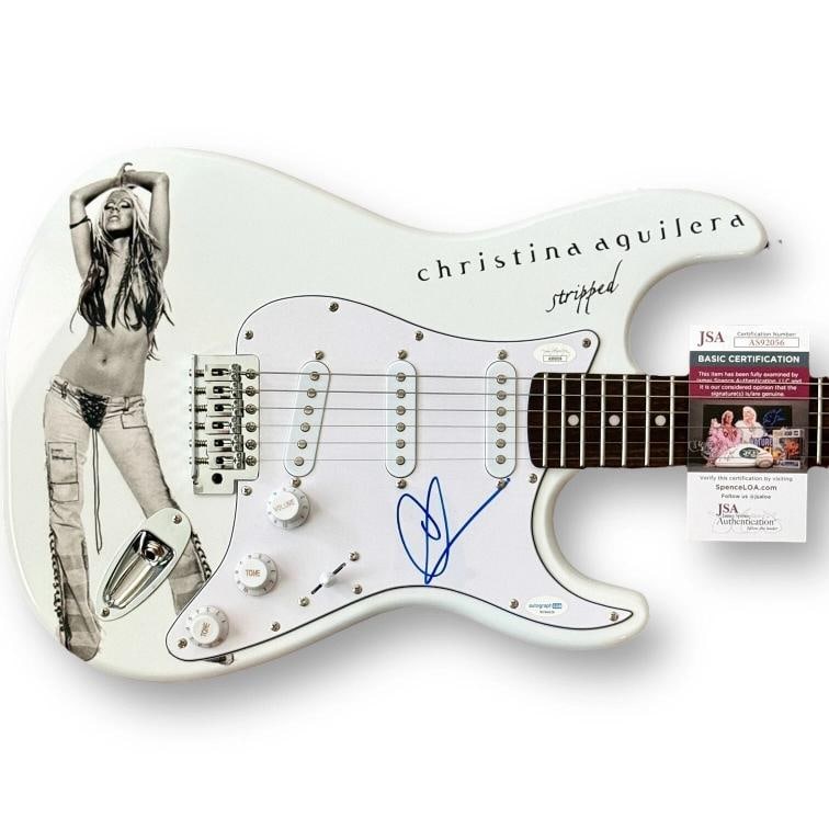 Christina Aguilera Signed Guitar Custom 1/1 Graphics JSA COA Stripped: Industry: Music,Signed: Yes,Autograph Authentication: James Spence (JSA),Object Type: Guitar & Guitar Pick,Original/Reproduction: Original,Country of Origin: United States