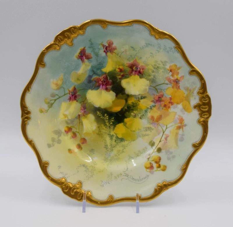 Royal Doulton Orchid Cabinet Plate, H.P. Artist Signed D. Dewsbury , Circa 1900: Condition: Used,Brand: Royal Doulton,Type: Collector Plate,Country of Origin: United Kingdom