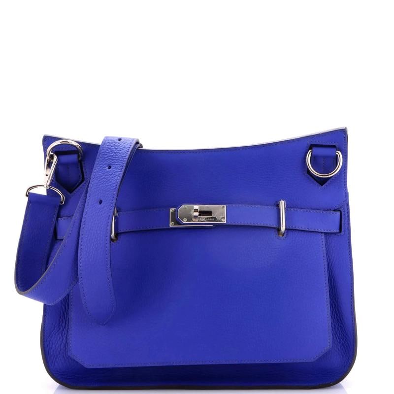 Hermes Jypsiere Bag Clemence 34: Condition: Pre-owned - Excellent,Brand: Hermes,Exterior Material: Leather,Style: Cross Body Bags,Exterior Color: Blue,Department: Women,Size: 34,Accessories: With Strap Condition: Great. Exterior: