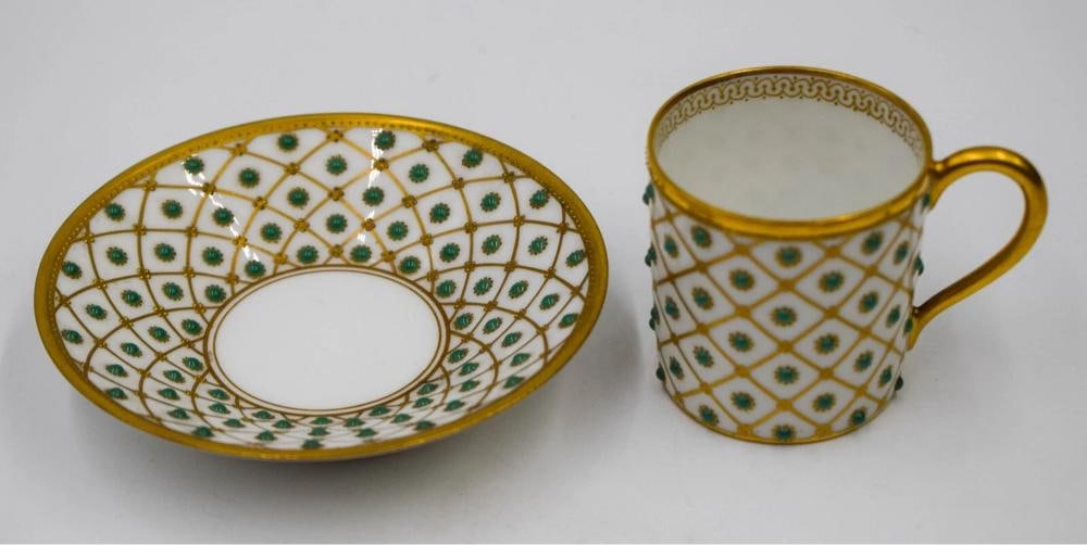 Tsarines Raynaud Limoges Incredible Jeweled & Raised Gold Demi Cup & Saucer - 3