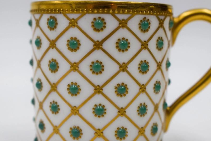 Tsarines Raynaud Limoges Incredible Jeweled & Raised Gold Demi Cup & Saucer - 4