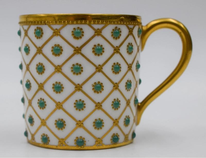 Tsarines Raynaud Limoges Incredible Jeweled & Raised Gold Demi Cup & Saucer - 5