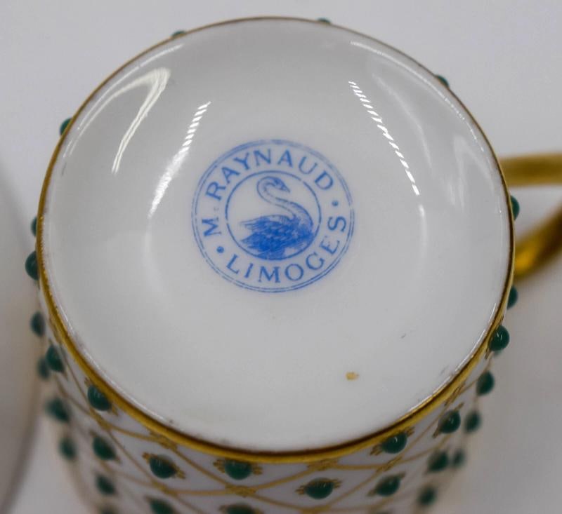 Tsarines Raynaud Limoges Incredible Jeweled & Raised Gold Demi Cup & Saucer - 6