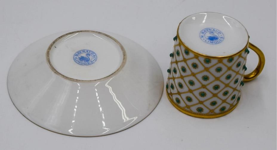 Tsarines Raynaud Limoges Incredible Jeweled & Raised Gold Demi Cup & Saucer - 7