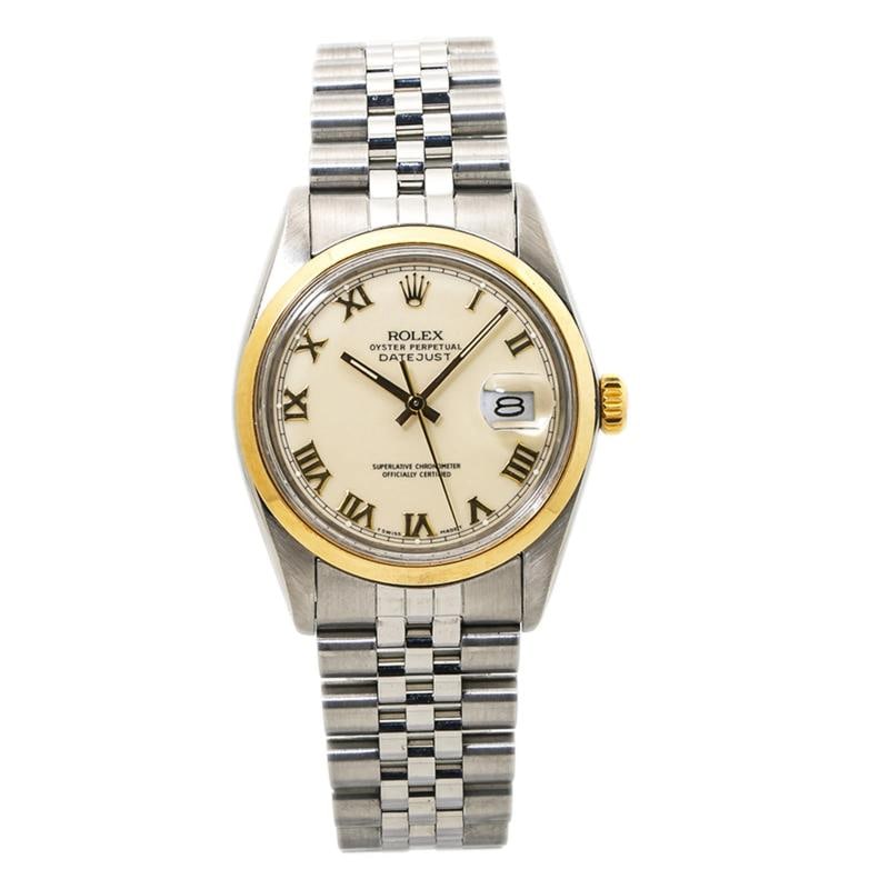 Rolex Datejust 16003 Jubilee 1990 Paper Stainless Cream Dial Auto Men Watch 36mm: Condition: Pre-owned - Good: This item has been gently used but is in good condition. It might have a few signs of wear, like light scratches or tarnishing.,Brand: Rolex,Type: Wristwatches,REFERENCE: