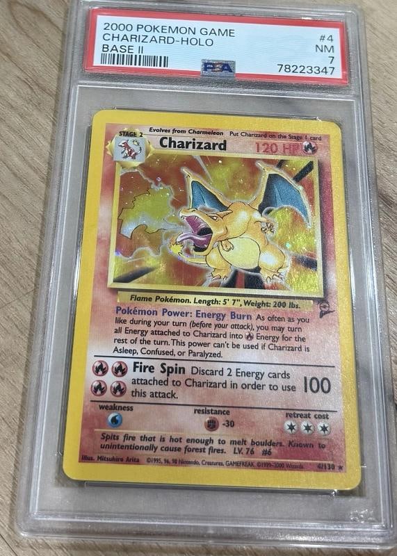 2000 Pokemon Charizard Holo 4/130 Base Set 2 Unlimited PSA 7 WOTC: Condition: Graded - PSA 10: Professionally graded ,Card Size: Standard,Attribute/MTG:Color: Fire,Set: Base Set 2,Speciality: Holo/Holofoil,Character: Charizard,Year Manufactured: 2000,Material: Card S