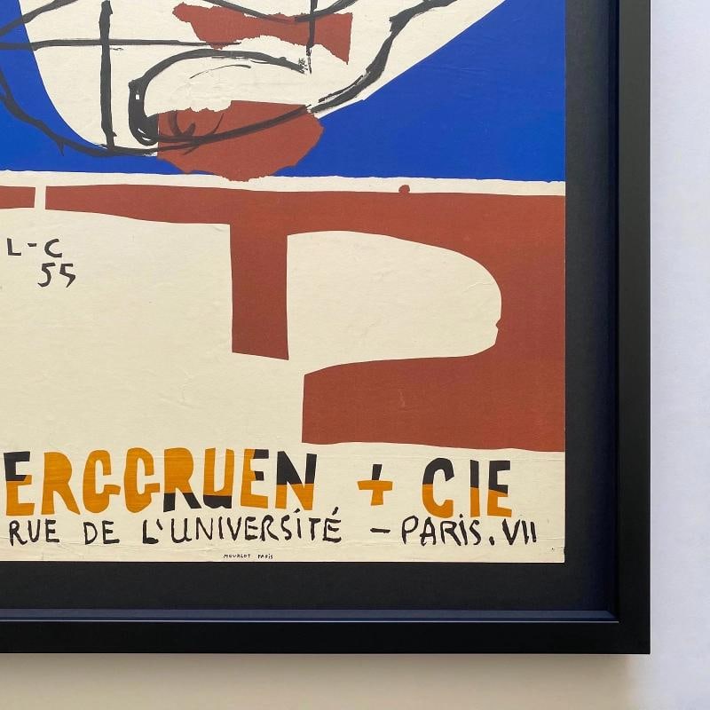 LE CORBUSIER RARE 1955 MOURLOT LITHOGRAPH PRINT FRAMED MCM PARIS EXHIBIT POSTER - 15