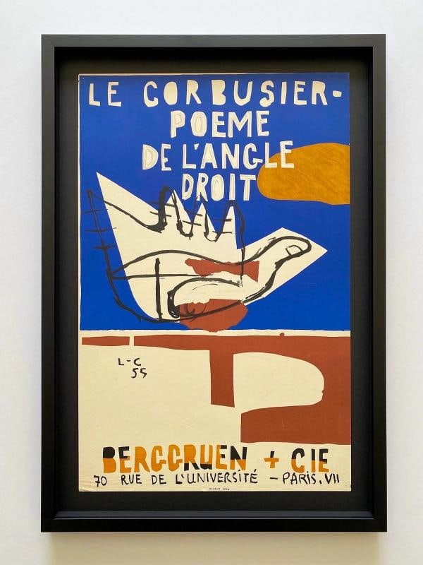 LE CORBUSIER RARE 1955 MOURLOT LITHOGRAPH PRINT FRAMED MCM PARIS EXHIBIT POSTER: Condition: Used,Artist: Le Corbusier,Unit of Sale: Single-Piece Work,Size: Medium (up to 36in.),Signed: No,Color: Multicolor,Title: " Poeme De L'Angle Droit ",Material: Paper,Original/Licensed