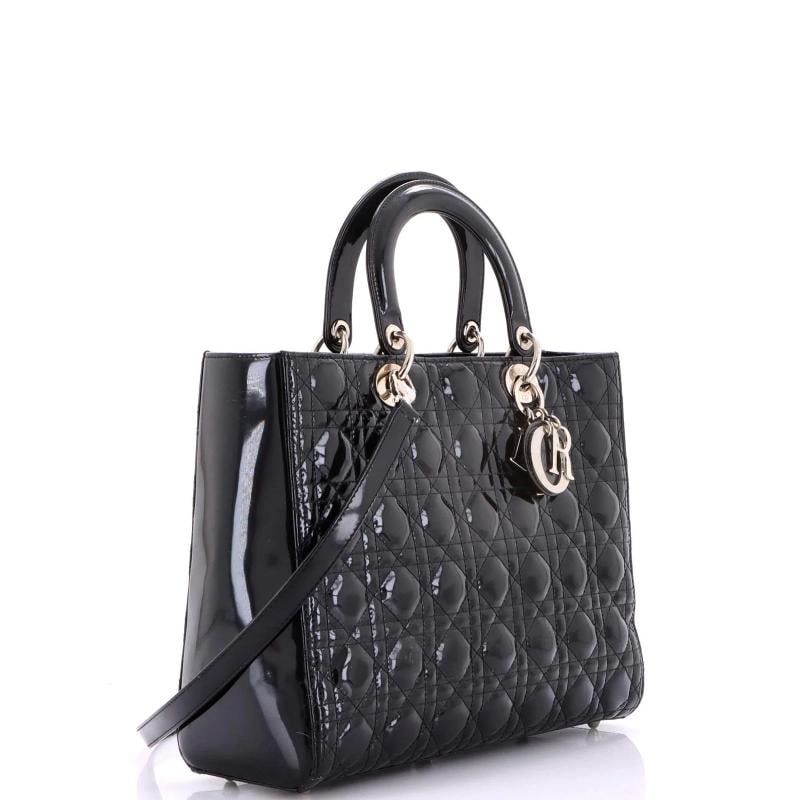 Christian Dior Lady Dior Bag Cannage Quilt Patent Large - 2