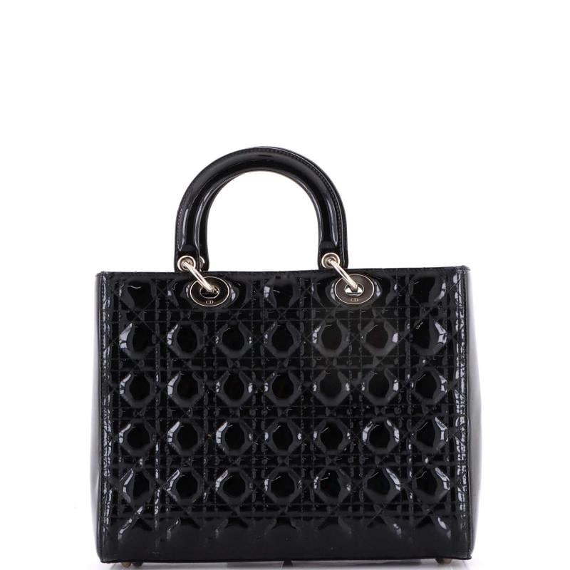 Christian Dior Lady Dior Bag Cannage Quilt Patent Large - 3