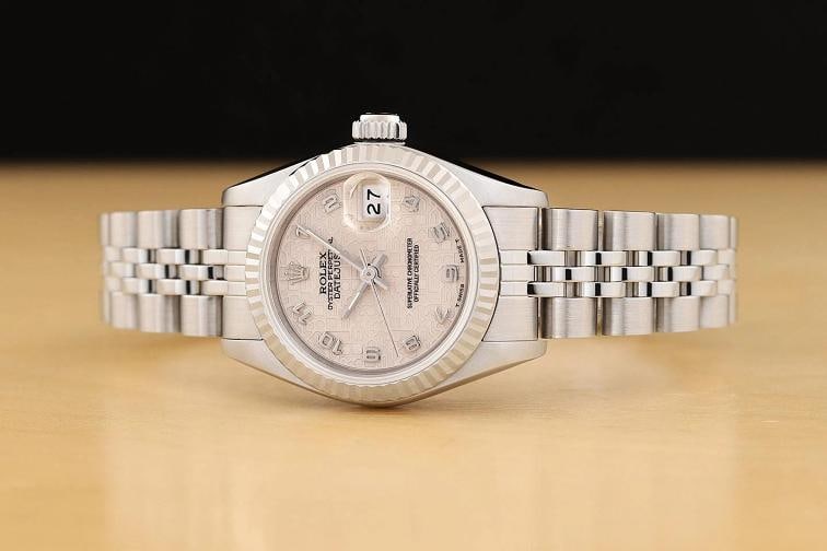 ROLEX LADIES DATEJUST 69174 CREAM ARABIC JUBILEE DIAL 18K WHITE GOLD STEEL WATCH - 3