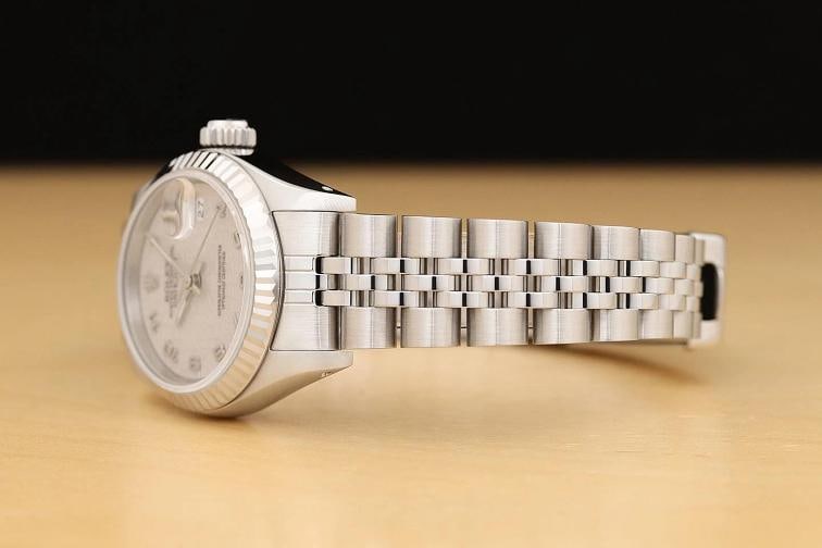 ROLEX LADIES DATEJUST 69174 CREAM ARABIC JUBILEE DIAL 18K WHITE GOLD STEEL WATCH - 4