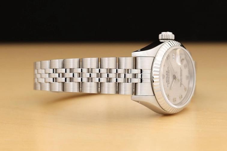 ROLEX LADIES DATEJUST 69174 CREAM ARABIC JUBILEE DIAL 18K WHITE GOLD STEEL WATCH - 7