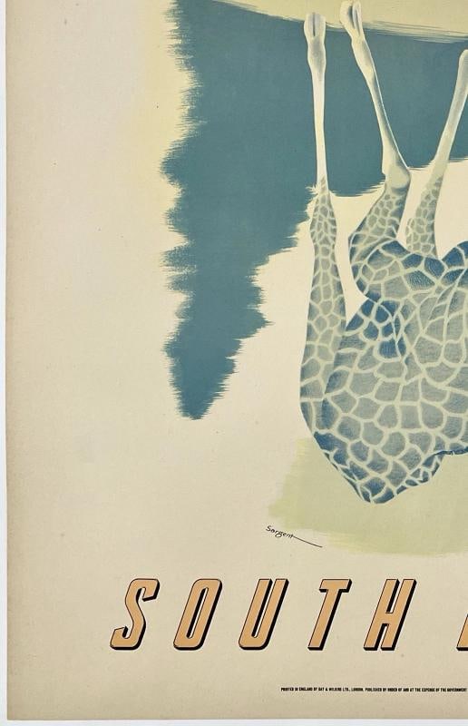 Original Vintage Poster CALL OF THE WILD SOUTH AFRICA GIRAFFE Travel Tourism OL - 4