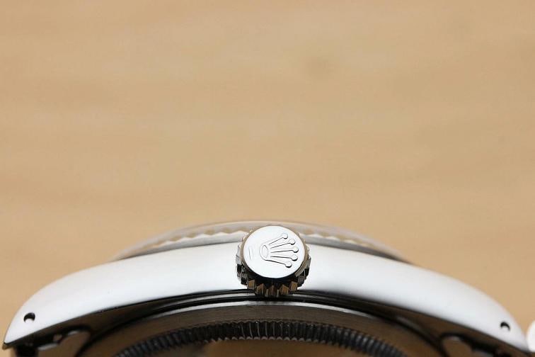 ROLEX MENS DATEJUST 16234 BLUE DIAL 18K WHITE GOLD STEEL WATCH w/ OYSTER BAND - 8