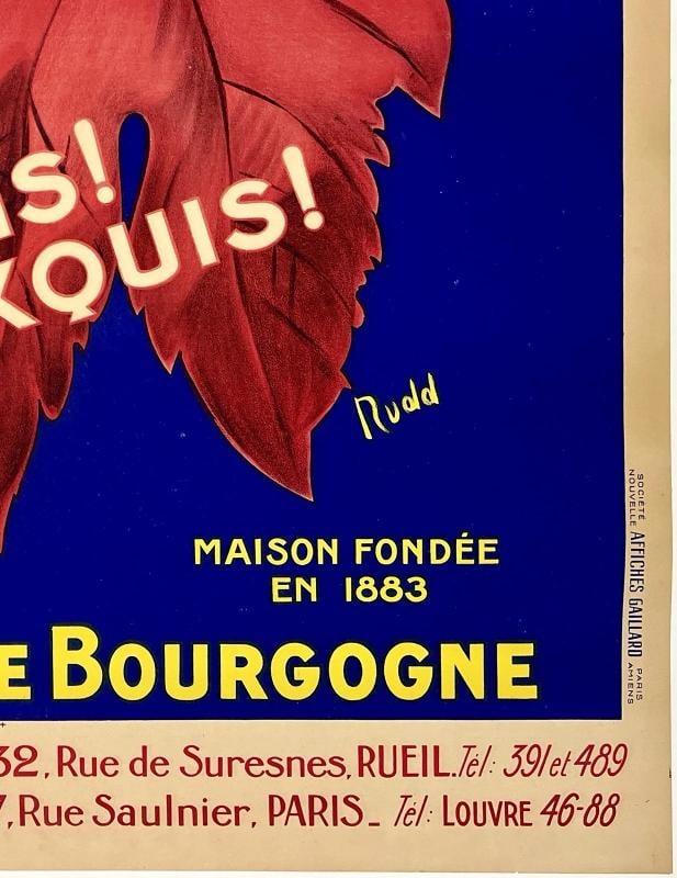Original Vintage Poster ESCARGOTS MENETREL French Food & Wine France LINEN - 5
