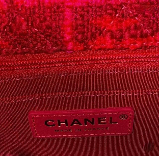 Chanel Shearling & Tweed Classic Square Mini Flap Bag in Fuchsia/Hot Pink - 11