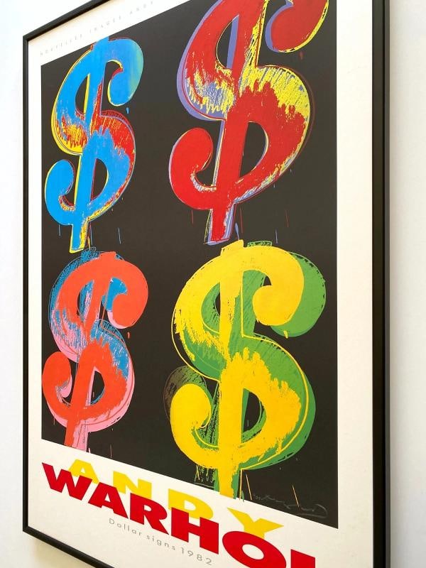 ANDY WARHOL ESTATE RARE 1989 1ST ED LITHO PRINT LRG FRAMED POSTER "$ SIGNS" 1982 - 11