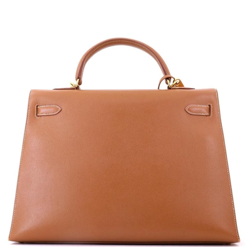 Hermes Kelly Handbag Brown Courchevel with Gold Hardware 35 - 4