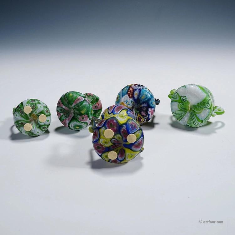 Set of Fife Antique Millefiori Vases by Fratelli Toso, Murano - 8
